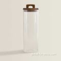 Glass Containers Borosilicate glass storage jar with wood lid Factory